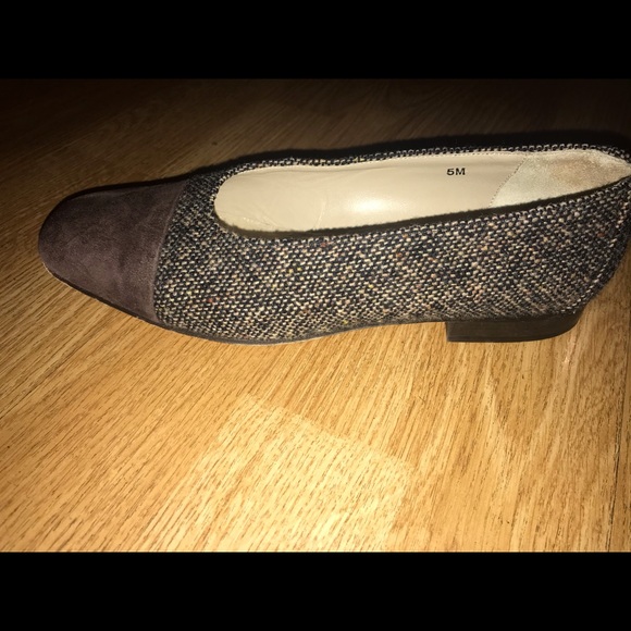 TALBOTS 5 Tweed Flats Brown Suede Toe Caps - Picture 3 of 8